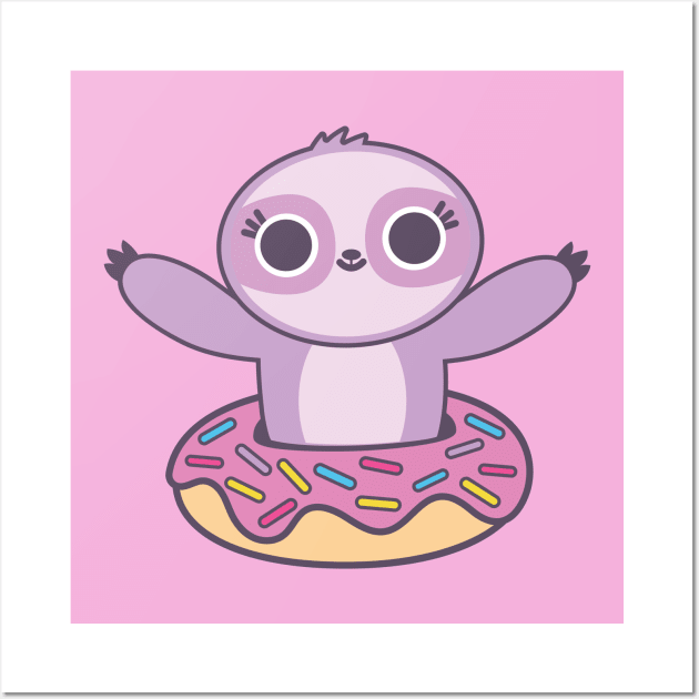 Donut Sloth Wall Art by BoredInc